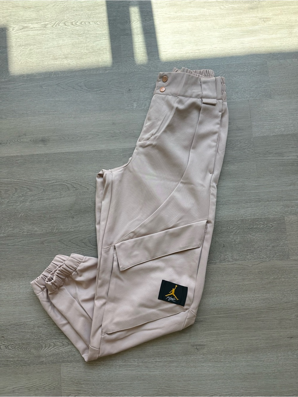Jordan Beige Cargo Pants with Black & Gold Logo